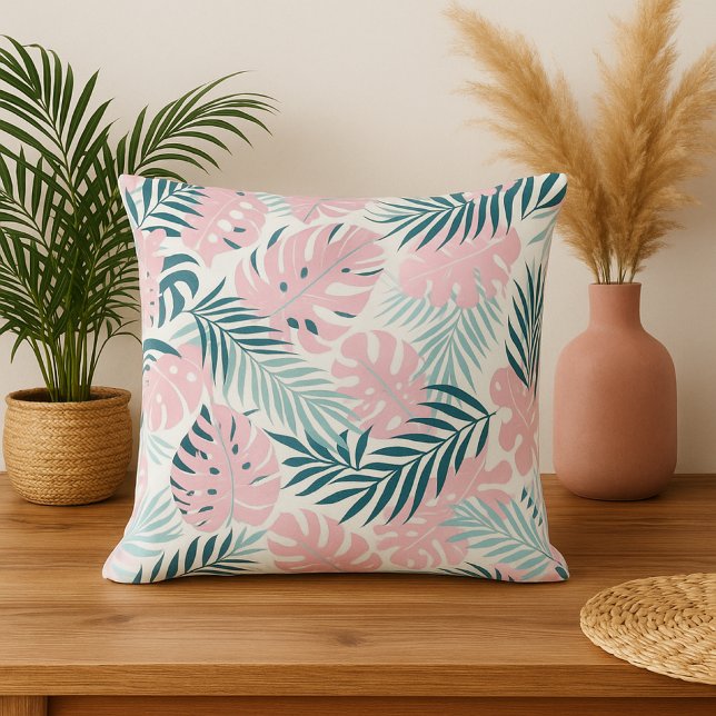 Tropical jungle exotic pink leaves summer nature  kissen (Von Creator hochgeladen)