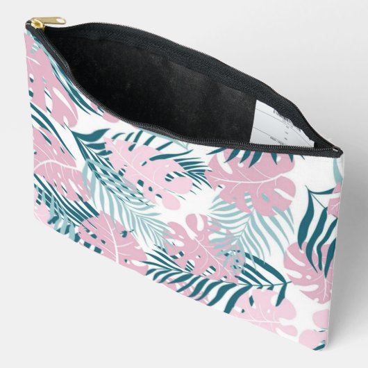 Tropical jungle exotic pink leaves summer nature zubehörtasche (Offen)