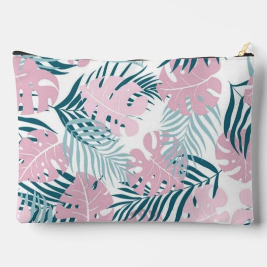 Tropical jungle exotic pink leaves summer nature zubehörtasche (Rückseite)