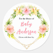 Tropical Jungle Floral Baby Shower Bookplate Runder Aufkleber (Vorderseite)