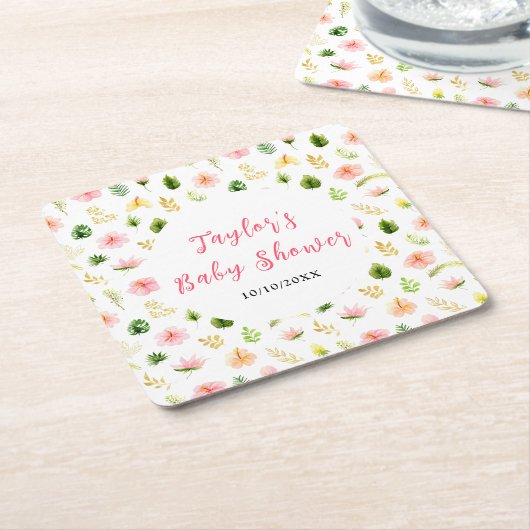 Tropical Jungle Floral Baby Shower Rechteckiger Pappuntersetzer (angewinkelt)