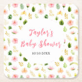 Tropical Jungle Floral Baby Shower Rechteckiger Pappuntersetzer (Vorderseite)