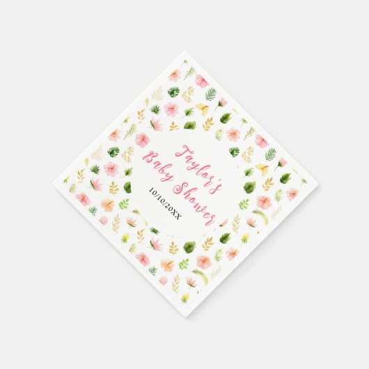 Tropical Jungle Floral Baby Shower Serviette (Ecke)