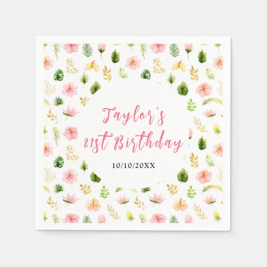Tropical Jungle Floral Birthday Serviette (Vorderseite)