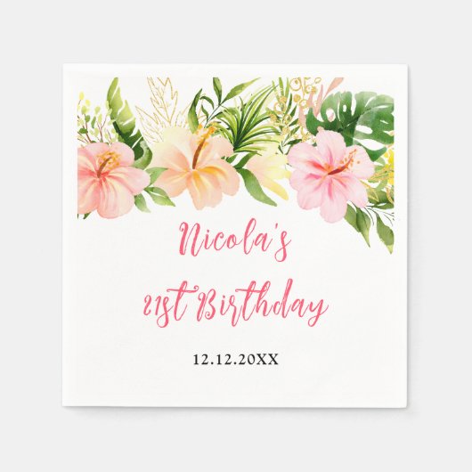 Tropical Jungle Floral Birthday Serviette (Vorderseite)