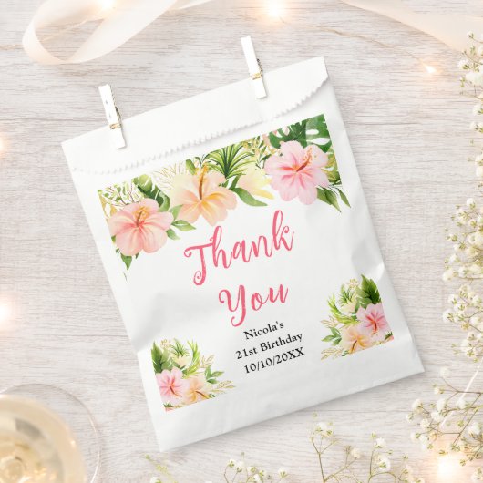 Tropical Jungle Floral Birthday Thank You Geschenktütchen (Ausgeschnitten)