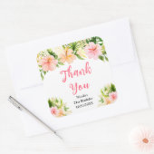 Tropical Jungle Floral Birthday Thank You Quadratischer Aufkleber (Umschlag)