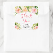 Tropical Jungle Floral Birthday Thank You Quadratischer Aufkleber (Tasche)