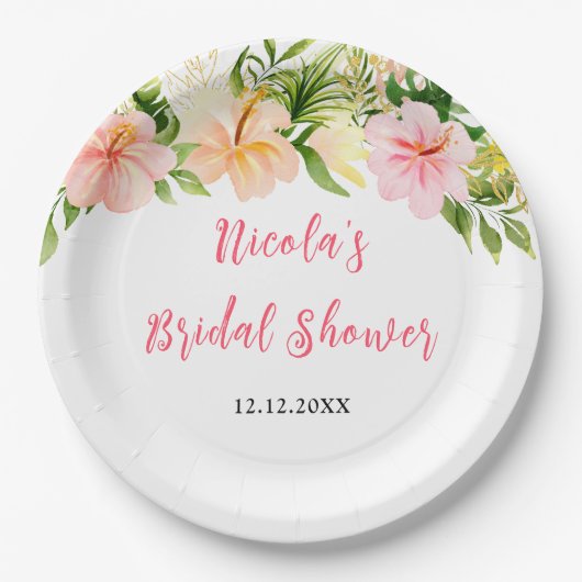 Tropical Jungle Floral Bridal Shower Pappteller (Vorderseite)
