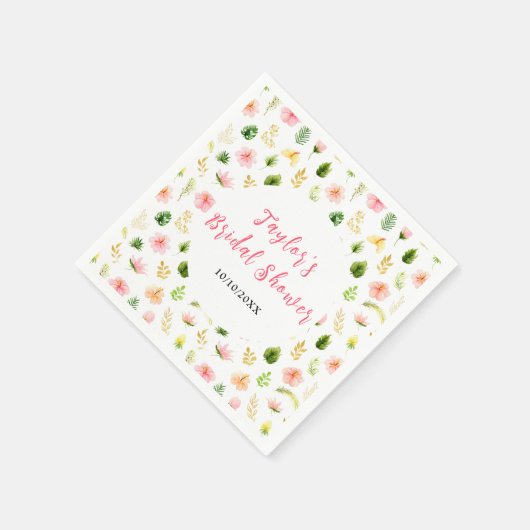 Tropical Jungle Floral Bridal Shower Serviette (Ecke)