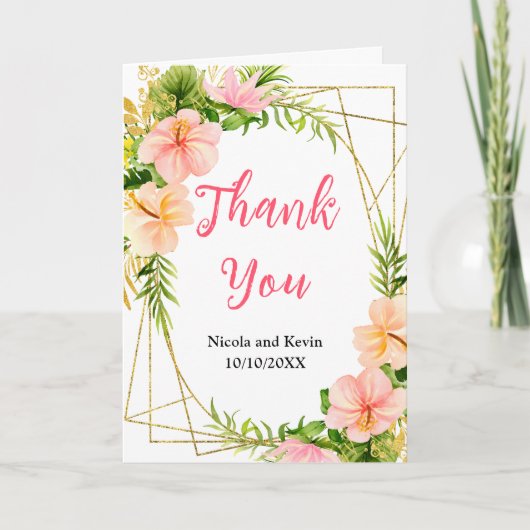 Tropical Jungle Floral Wedding Dankeskarte (Vorderseite)