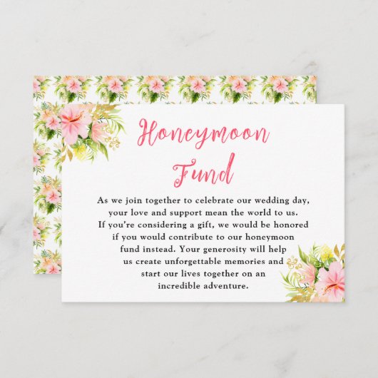 Tropical Jungle Floral Wedding Honeymoon Fund Begleitkarte (Vorne/Hinten)