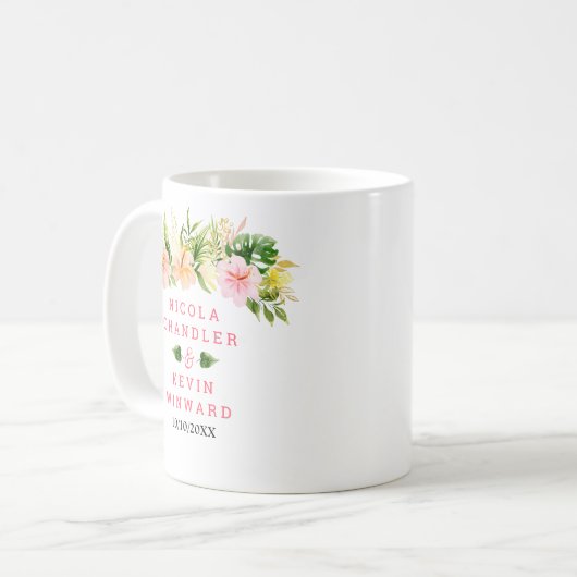 Tropical Jungle Floral Wedding Kaffeetasse (Vorderseite Links)