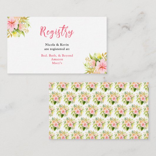 Tropical Jungle Floral Wedding Registry Begleitkarte (Vorne/Hinten)