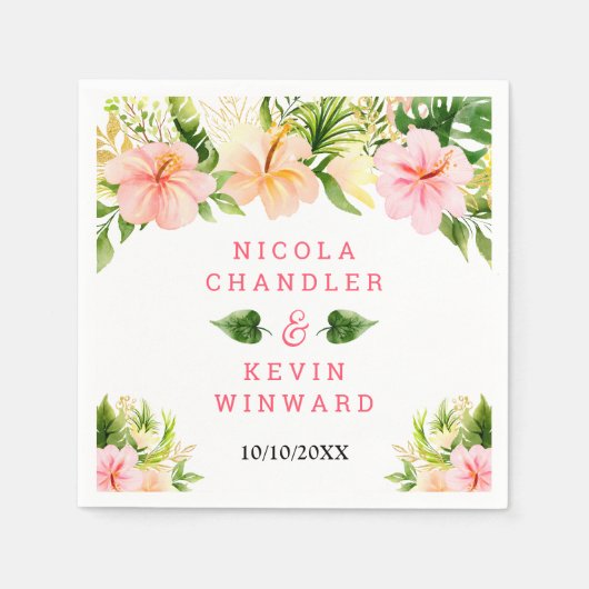 Tropical Jungle Floral Wedding Serviette (Vorderseite)