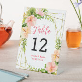 Tropical Jungle Floral Wedding Table Number Sockelschild (In Situ)