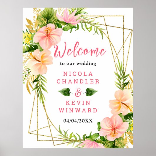 Tropical Jungle Floral Wedding Welcome Sign Poster (Vorne)