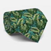 Tropical Jungle Leaf Pattern Krawatte (Gerollt)