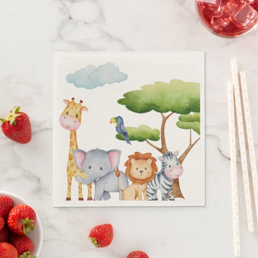 Tropical Jungle Safari Animals Baby Boy Serviette (Beispiel)