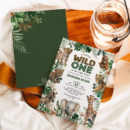 Tropical Jungle Safari Animals Baby Dusche Einladung