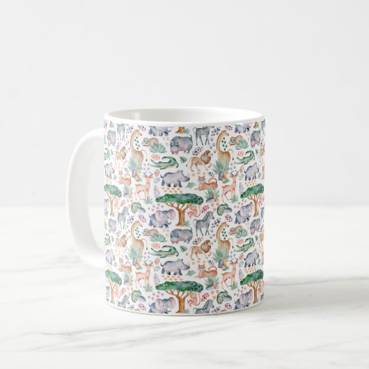 Tropical Jungle Safari Animals Baby Dusche Kaffeetasse (Vorderseite Links)