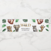 Tropical Jungle Safari Animals Birthday Wasserflaschenetikett (Einzelnes Label)