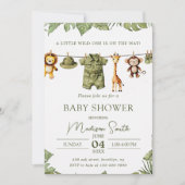 Tropical Jungle Safari Animals Boy Baby Shower Einladung (Vorderseite)
