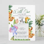 Tropical Jungle Safari Animals Boy Baby Shower  In Einladung (Stehend Vorderseite)