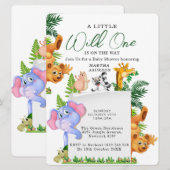 Tropical Jungle Safari Animals Boy Baby Shower  In Einladung (Vorne/Hinten)