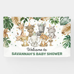 Tropical Jungle Safari Animals Kinderdusche Willko Banner