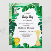 Tropical Jungle Safari Boy Baby Dusche Inv Einladung (Vorne/Hinten)
