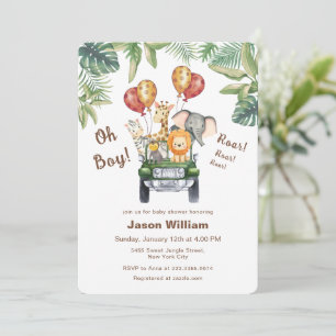 Tropical Jungle Safari Junge Baby Shower  Einladung