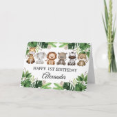 Tropical Jungle Safari Tiere Happy Birthday Card Karte (Vorderseite)