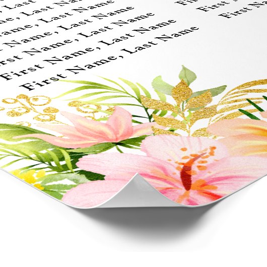 Tropical Jungle Wedding 15 Tables Seating Chart Poster (Ecke)