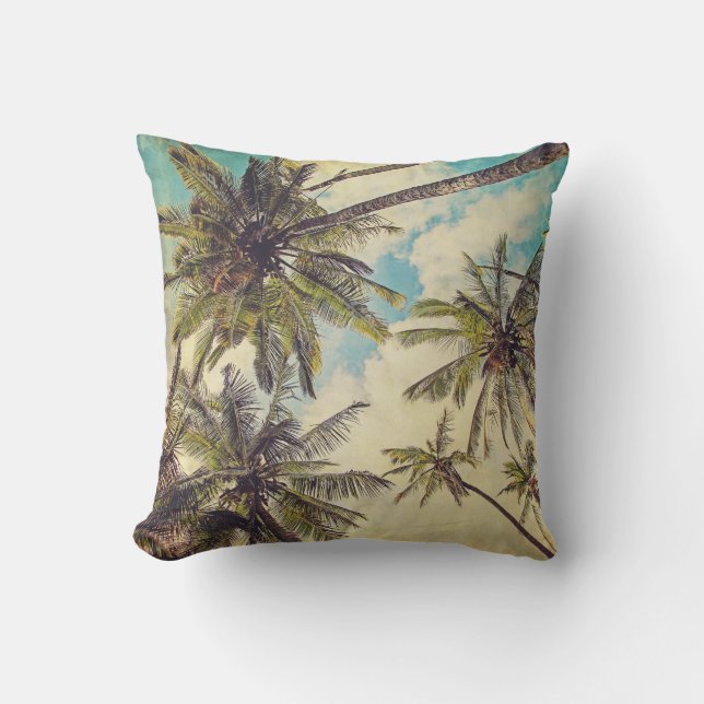 Tropical Kauai Palm Tree Print Outdoor Pillow Kissen (Vorderseite)