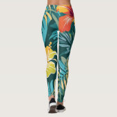 Tropical Kawung Batik mit Hibiskus Leggings (Rückseite)
