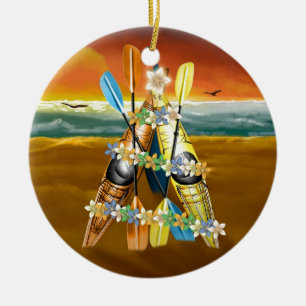 Tropical Kayak Weihnachtsbaum Keramikornament