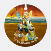 Tropical Kayak Weihnachtsbaum Ornament Aus Metall (Rückseite)