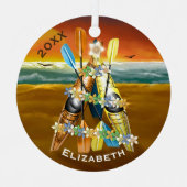 Tropical Kayak Weihnachtsbaum Ornament Aus Metall (Vorderseite)