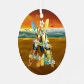 Tropical Kayak Weihnachtsbaum Ornament Aus Metall (Vorderseite links)