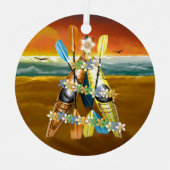 Tropical Kayak Weihnachtsbaum Ornament Aus Metall (Vorderseite)