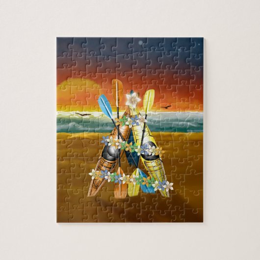 Tropical Kayak Weihnachtsbaum Puzzle (Vertikal)