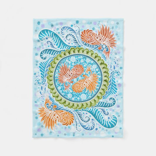 Tropical Koi Mandala Fleecedecke (Vorderseite)