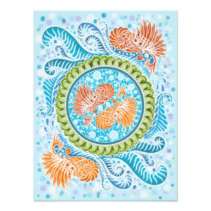 Tropical Koi Mandala Vibranly Ocean Zen Art Fotodruck