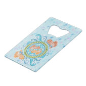 Tropical Koi Mandala | Vibranly Ocean Zen Art Geldkarten Flaschenöffner (Rückseite Schrägansicht)