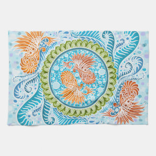 Tropical Koi Mandala Vibranly Ocean Zen Art Handtuch