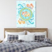 Tropical Koi Mandala | Vibranly Ocean Zen Art Leinwanddruck (Insitu (Schlafzimmer))