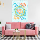 Tropical Koi Mandala | Vibranly Ocean Zen Art Leinwanddruck (Insitu (Wohnzimmer))