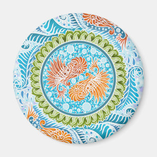 Tropical Koi Mandala Vibranly Ocean Zen Art Magnet