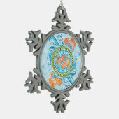 Tropical Koi Mandala | Vibranly Ocean Zen Art Schneeflocken Zinn-Ornament (Links)